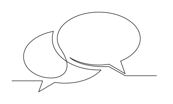 Sprechblasen in Linienkunst als Symbol für einen persönlichen Austausch.