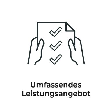 Zwei Hände halten ein Blatt mit einem mehreren Haken.